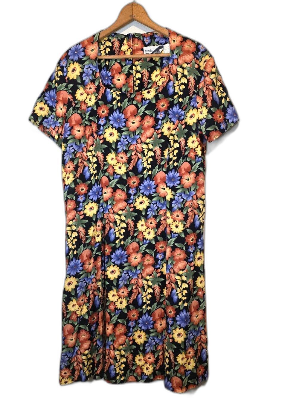 VTG 80s Sunshine Starshine Floral Dress Cottagecore Prairie Boho Retro Size 8